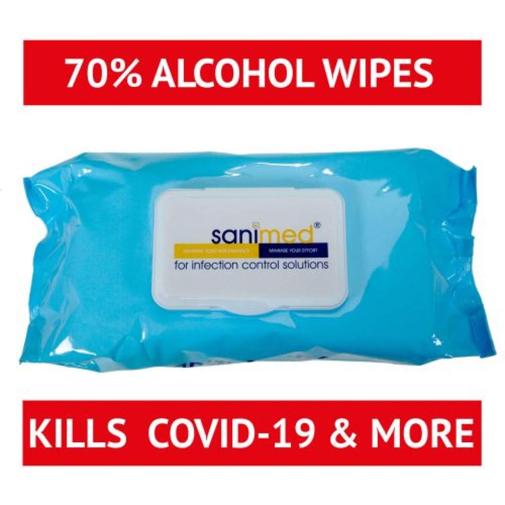 Alcohol Surface Wipes 100 Pack contain 70