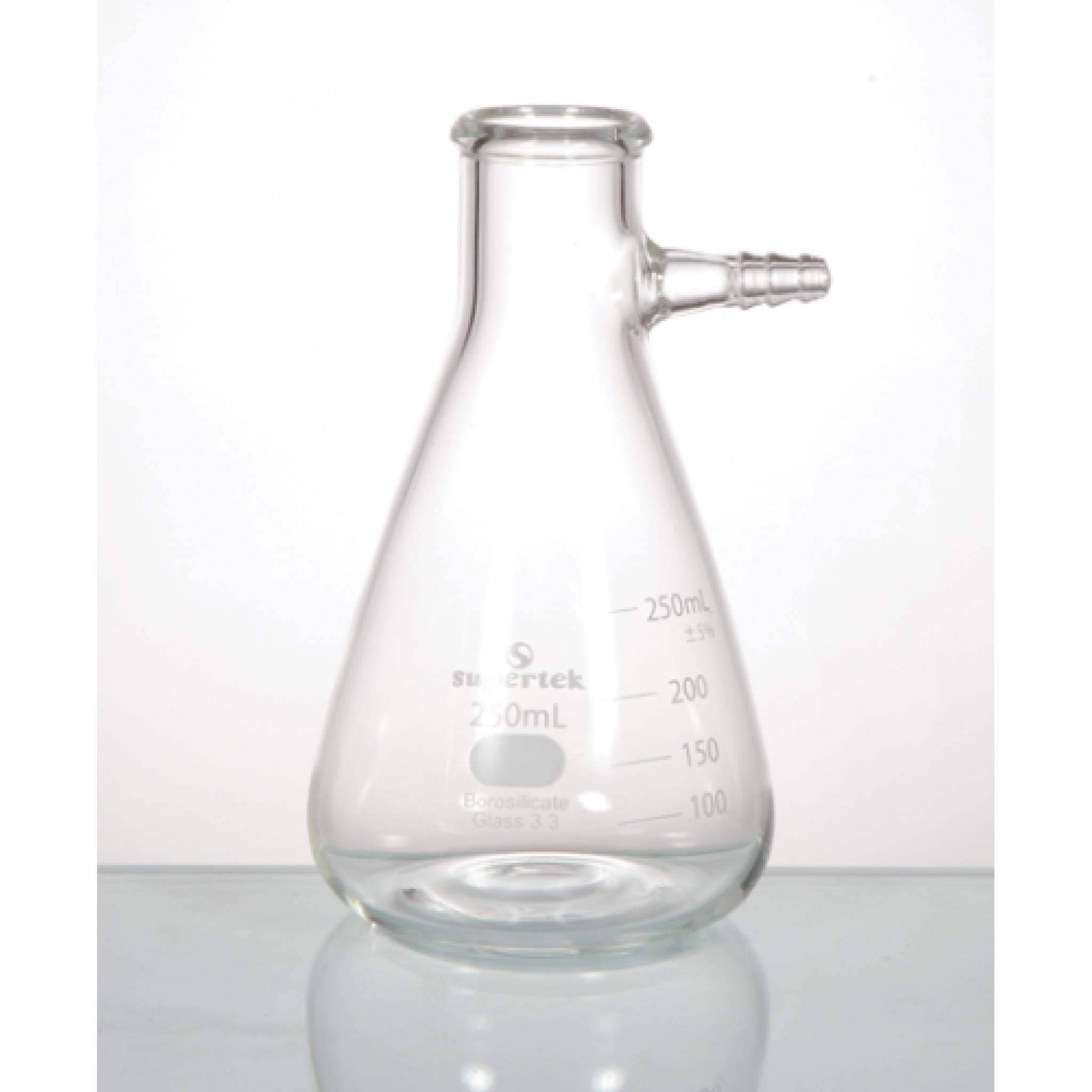 Filter flask with glass side hose connection 500ml Heavy Wall