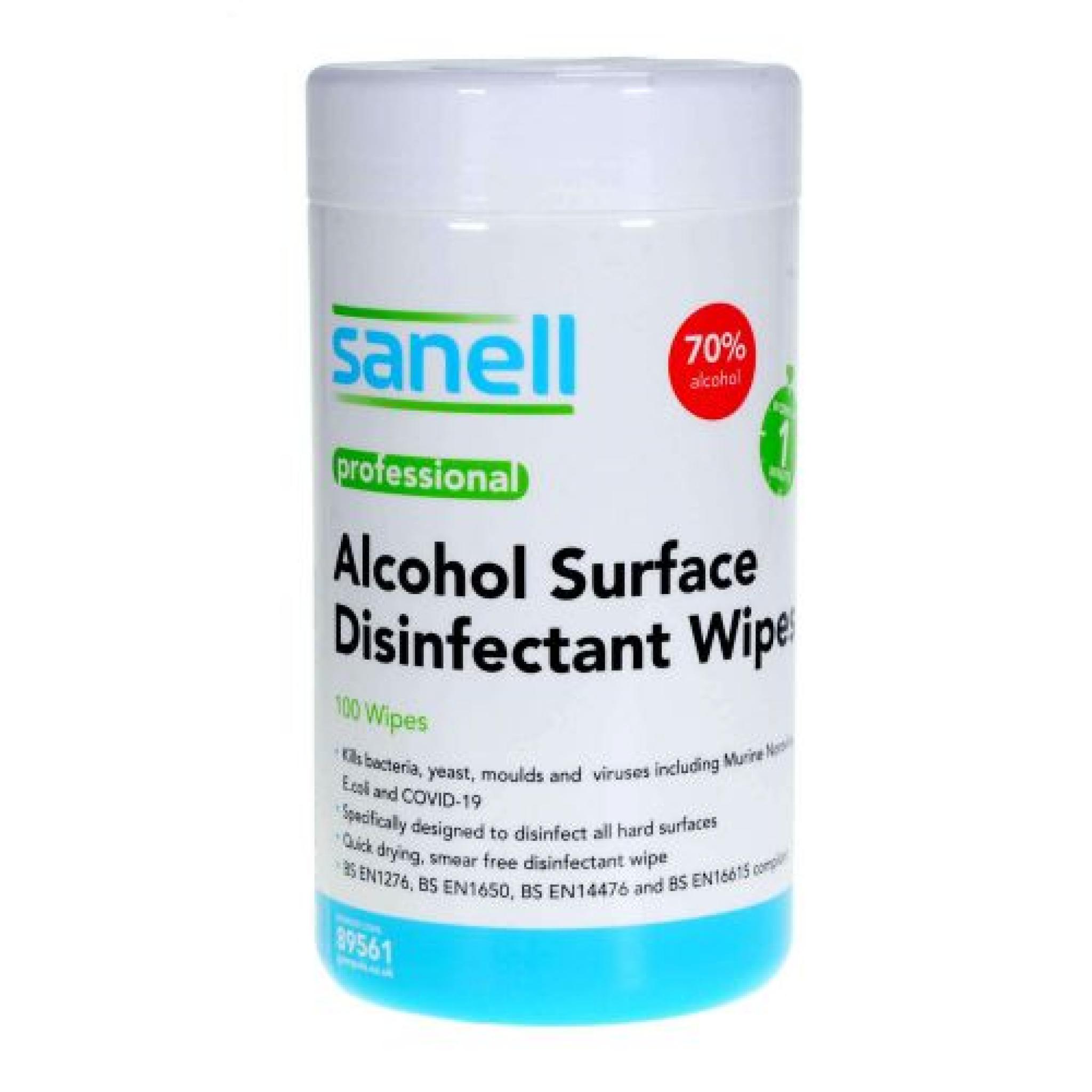 Sanell 70 Alcohol Surface Disinfectant Wipes 100 Pack