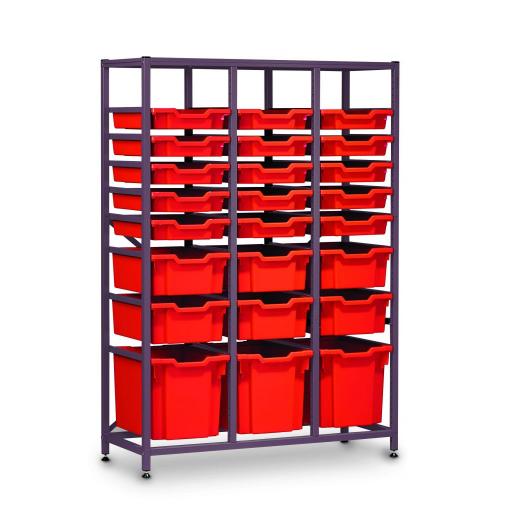MID HEIGHT TREBLE FRAME WITH 15 SHALLOW 6 DEEP AND 3 JUMBO RED TRAYS