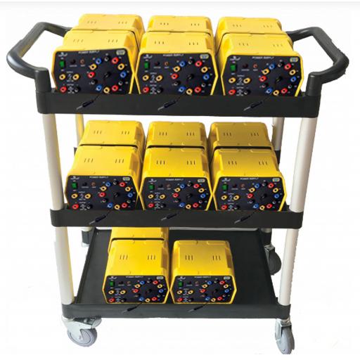 CLASS SET OF 15 POWER SUPPLIES 1-12V 6AMP COMPLETE WITH A FREE TROLLEY