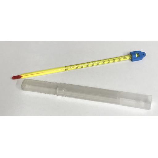 Thermometer red spirit yellow backed ‚-10 to 110C 15cm